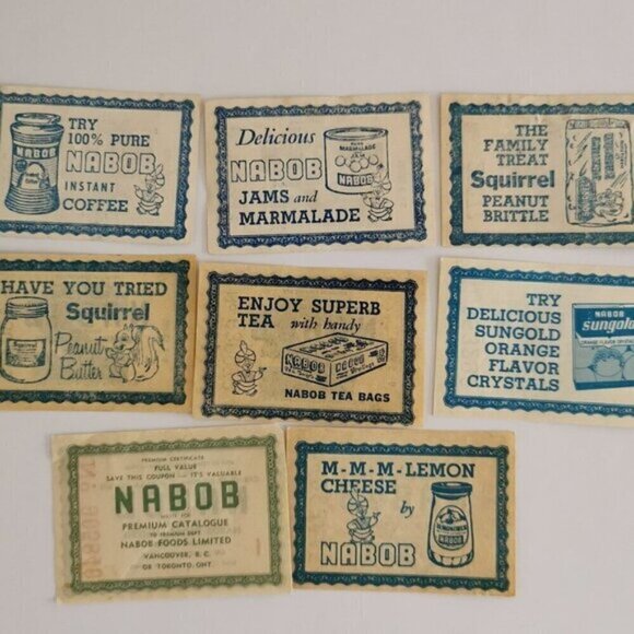 Nabob Foods Coupons Set of 8 Vintage Coffee Jam Peanut Butter Canada Ephemera - Picture 1 of 3